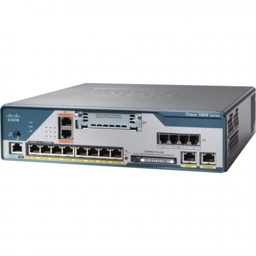 Cisco C1861-SRST-C-B/K9, 1861,8-user SRST or CME,CUE,4FXS,2BRI,8POE,SP Svcs,HWIC slot