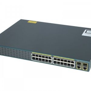 Cisco WS-C2960+24PC-S, Catalyst 2960 Plus 24 10/100 PoE + 2 T/SFP LAN Lite.