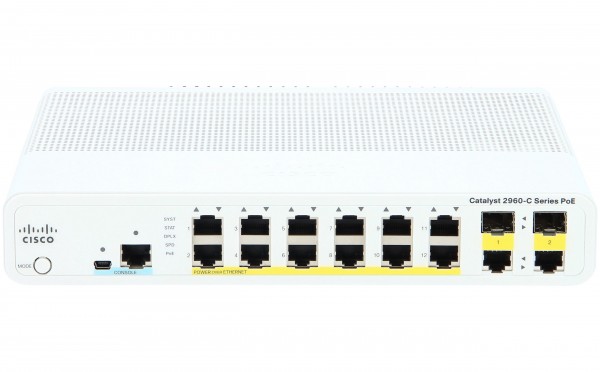 Cisco WS-C2960C-12PC-L, Catalyst 2960C Switch 12 FE PoE, 2 x Dual Uplink, Lan Base