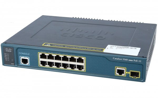 Cisco WS-C3560-12PC-S, Catalyst 3560 Compact 12 10/100 PoE + 1 T/SFP, IP Base Image