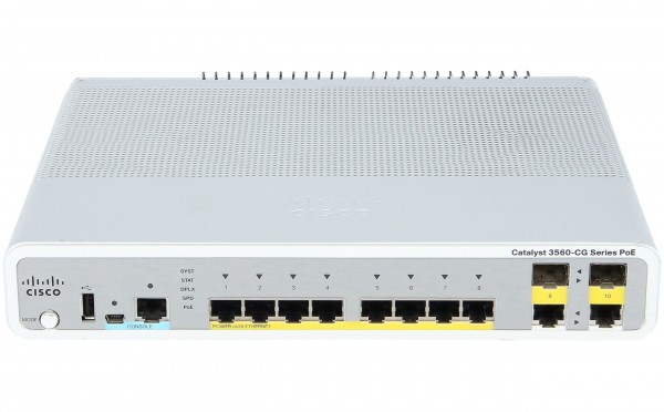 Cisco WS-C3560CG-8PC-S, Catalyst 3560C Switch 8 GE PoE(+), 2 x Dual Uplink, IP Base