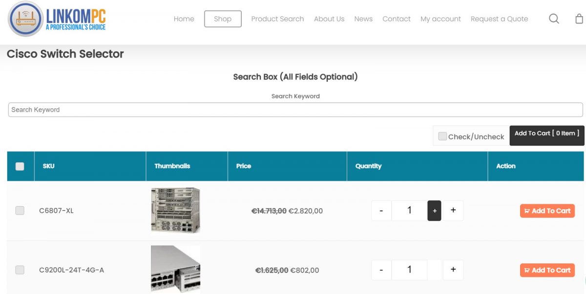 Cisco Switch Selector - use it free and search within more than 100 models